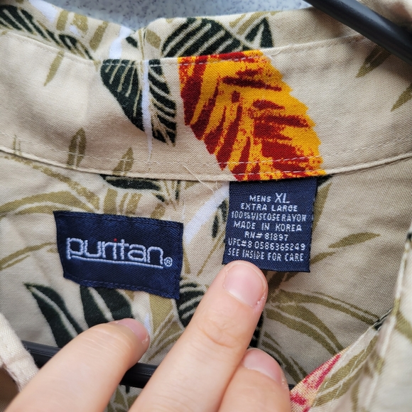💙🩵💙Puritan mens xl button up short sleeve Hawaiian tropical top shirt - Picture 2 of 7